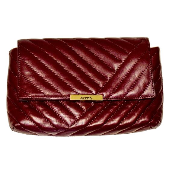 Isabel Marant Merine Leather Crossbody Bag ~ Burgundy - Picture 5 of 8